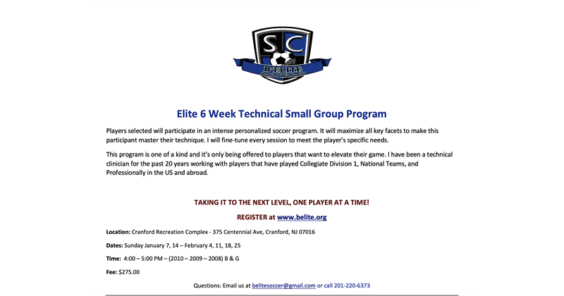 Elite 6 Week Small Group Program 